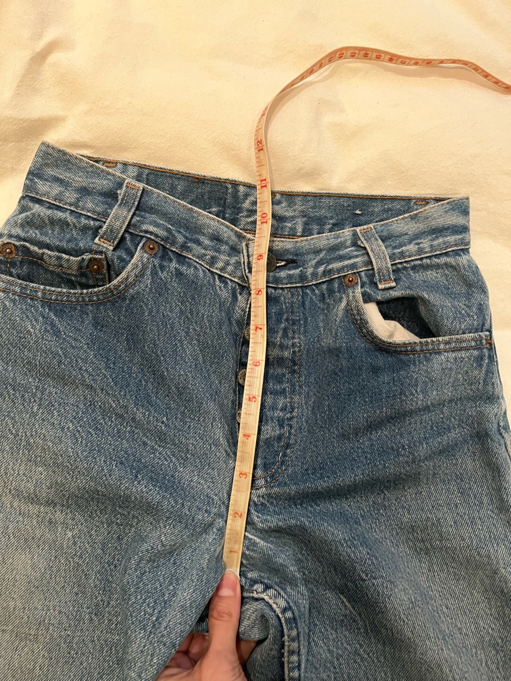 Vintage 701 501 Levi's Light Blue Wide-Leg Jeans USA - Picture 8 of 11